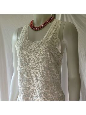 J Crew White Embroidered Tank Top/Cami Size XS